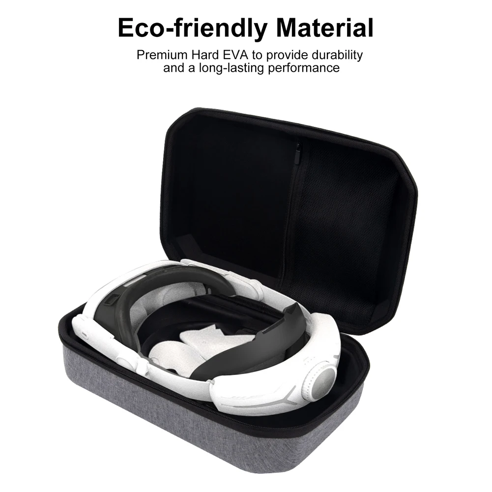 حقيبة حمل مع غطاء للعدسات حقيبة واقية مقاومة للماء وجيب شبكي مقاوم للصدمات لجهاز التحكم في ألعاب سماعة الرأس Meta Quest 3 VR