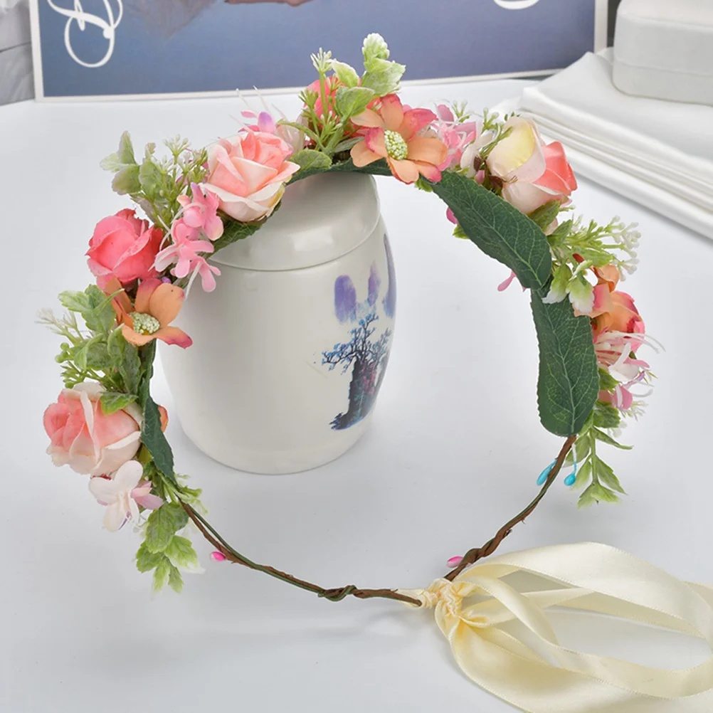 

Bride Tiara Simulated Flower Headband Adjustable Floral Headbands Birthday Crown Crowns Wreath for Girls Headpiece