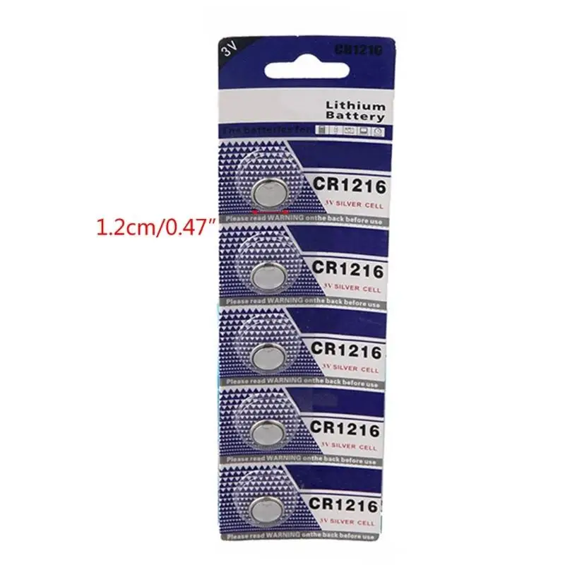 5pc Quality CR1216 Button Cell Batteries Coin Cell Battery Suitable for Watches, Remote Devices Electronics Power Supply