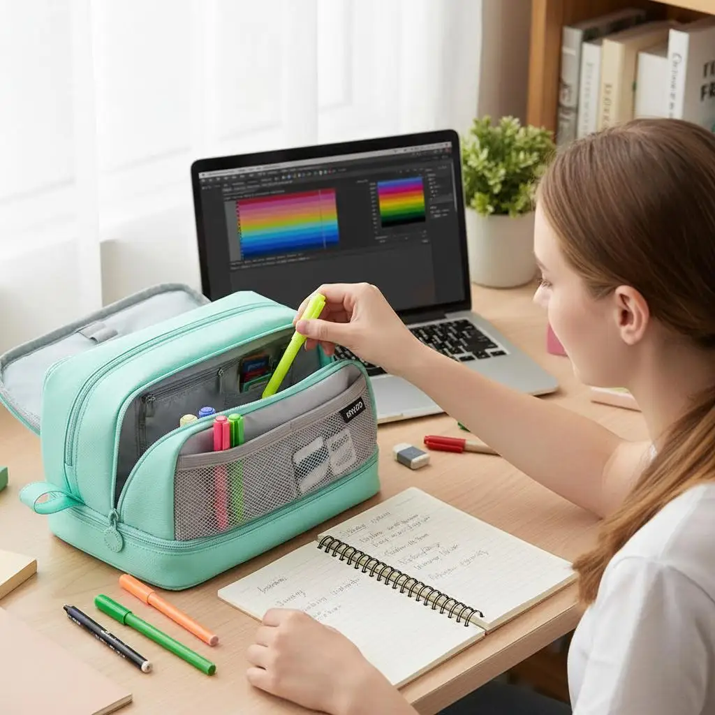 

4 Layer Large Capacity Multi-purpose Pencil Case Portable Cosmetic Storage Stationery Bag Must-Have Back to School Student Suppl