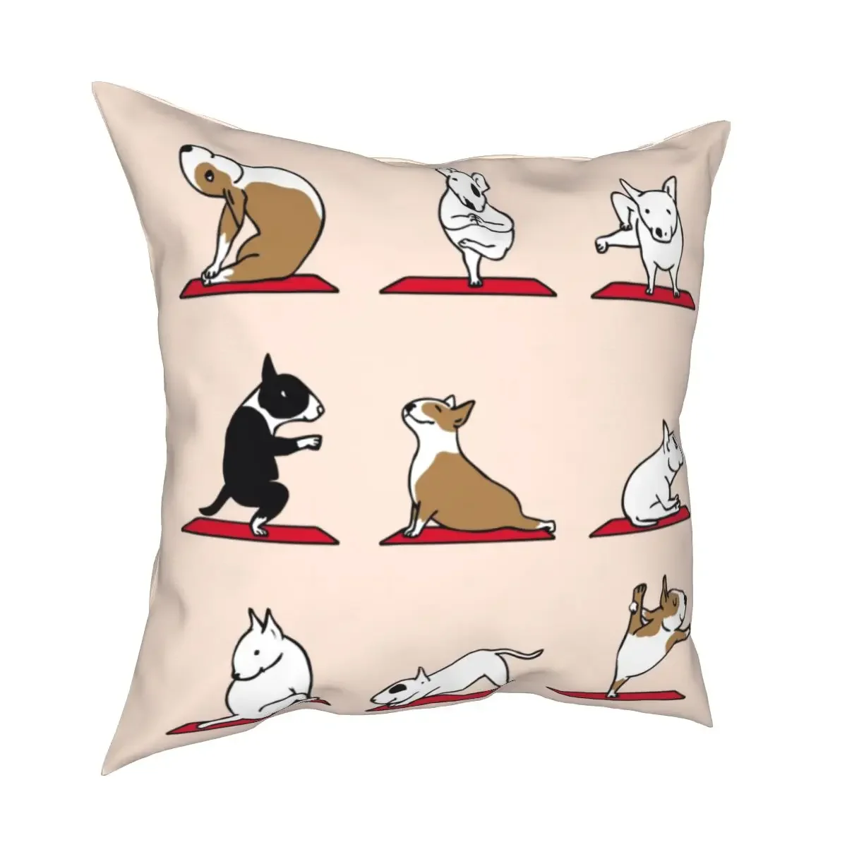 Home Decor Funny Cute Bull Terrier Pattern Print Pillowcase Polyester Cushion Cover Decor 45x45cm