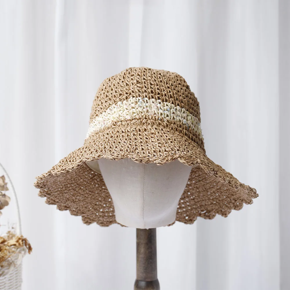 2024 New fashion Style  Bucket Hats Foldable Sun Crochet Hat For Beach, Travel And Vacation handmade straw hat