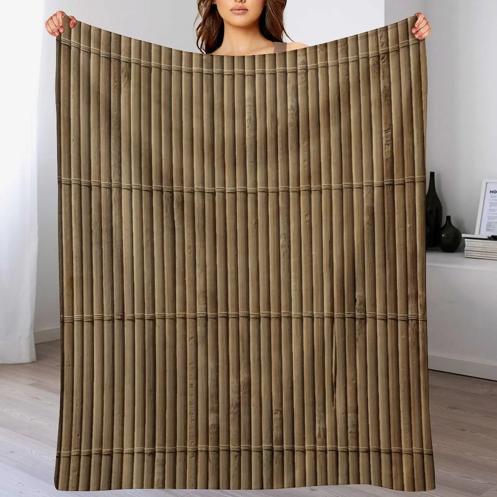 

Brown Bamboo Texture Throw Blanket Stain Resistant Cozy Warm Blanket