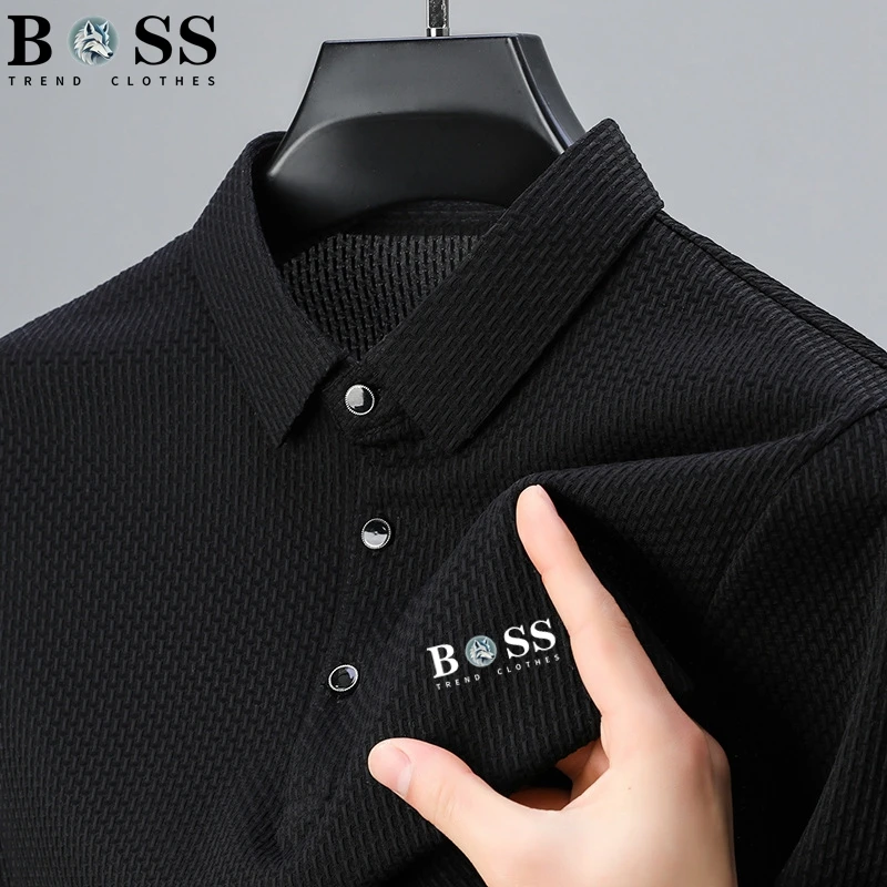 2025 High-quality New Men's Short Sleeved T-shirt, Cool and Breathable POLO Shirt, Business Casual, Sweat Absorbing