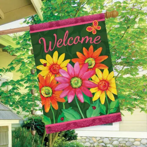 Welcome Daisies Spring House Flag Floral 12''x18'' or 28