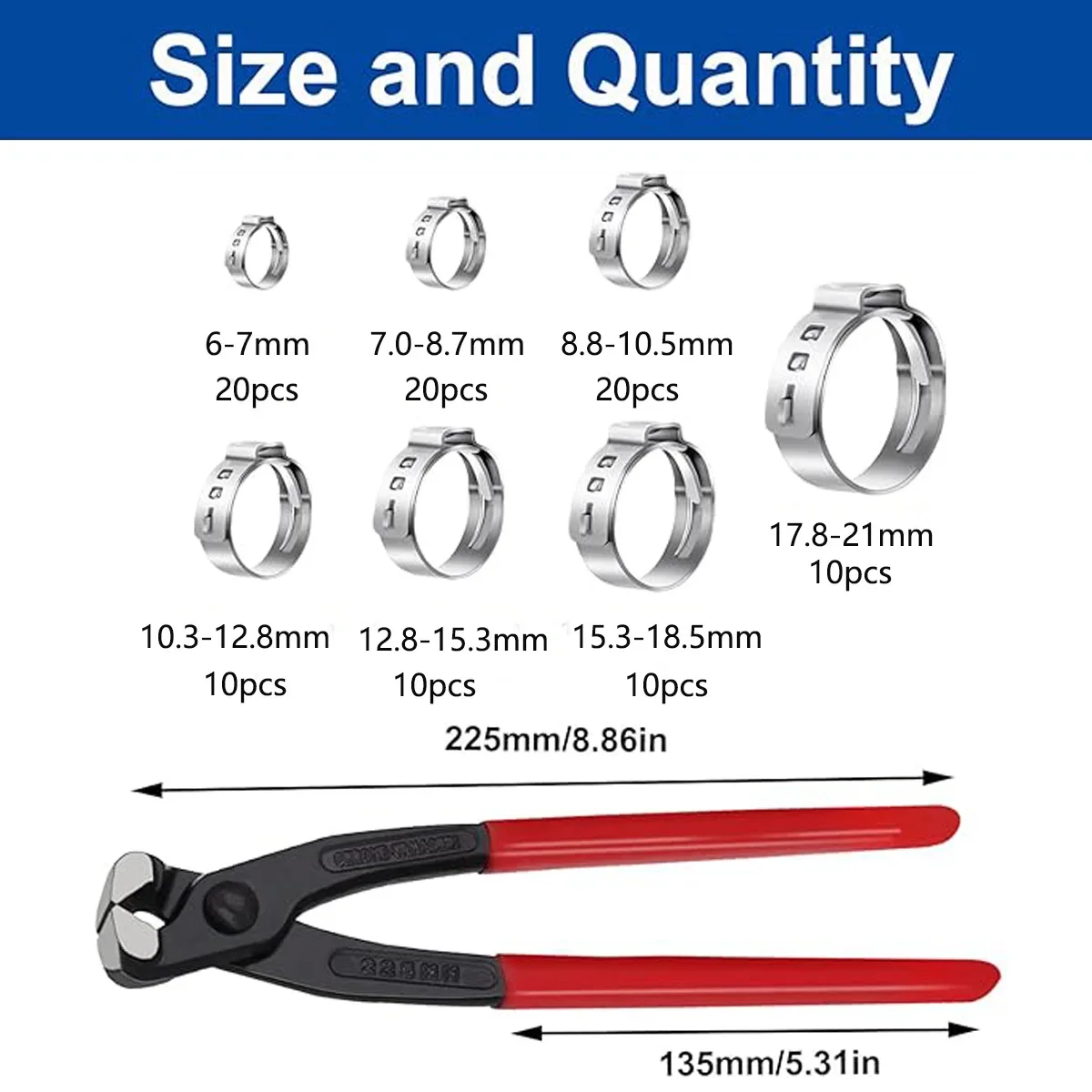 10 inch Ear Clamp Pliers Chrome Vanadium Steel Crimper Tool Nail Remover Pincer Crimper Tool for Pipe Hose Clamps