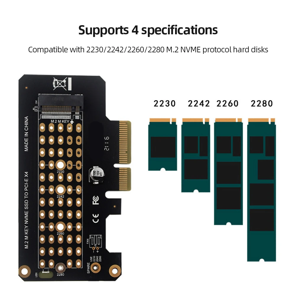 NVMe PCIe M.2 SSD To PCI-E X4 Adapter Card Full Speed 32gbps PCI-E M.2 With Bracket For 2230-2280 Size SSD M2 Pcie Adapter