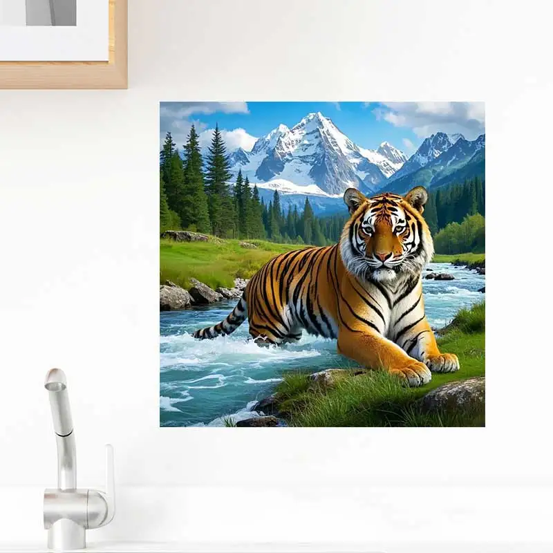 

Tiger Landscape Painting Wall Stickers Bedroom Boy Room Background Decoration Mural Animals Home Decor Wallpaper S697