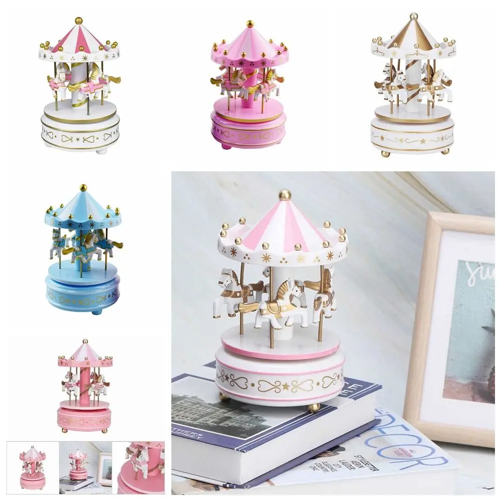 

Exquisite Design Carousel Music Box Easy Use Painted Ferris Wheel Ornaments Plastic Carousel Carousel Cake Accessories