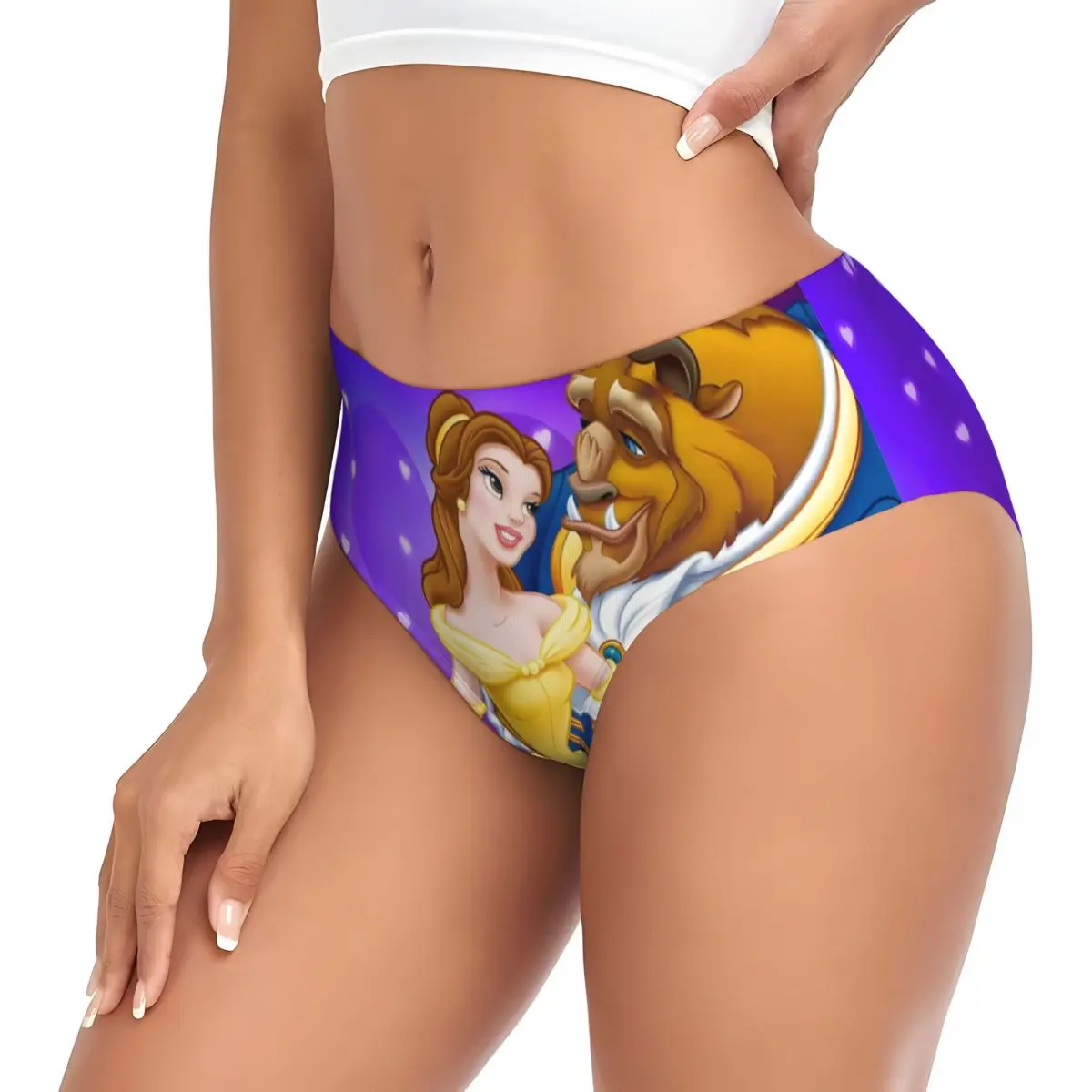 カスタム美女と野獣漫画ブリーフ下着女性用通気性ストレッチコミックパンティー