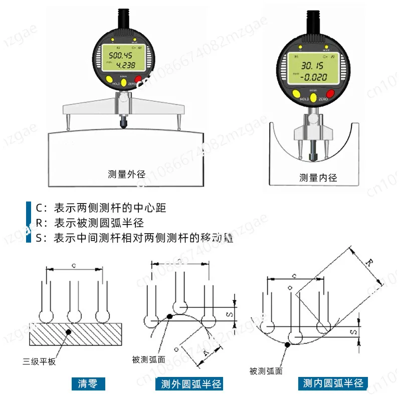 مقياس نصف قطر العرض الرقمي الإلكتروني، أداة قياس راديان، مقياس R، قوس، نطاق نصف القطر 5-700 مم #4