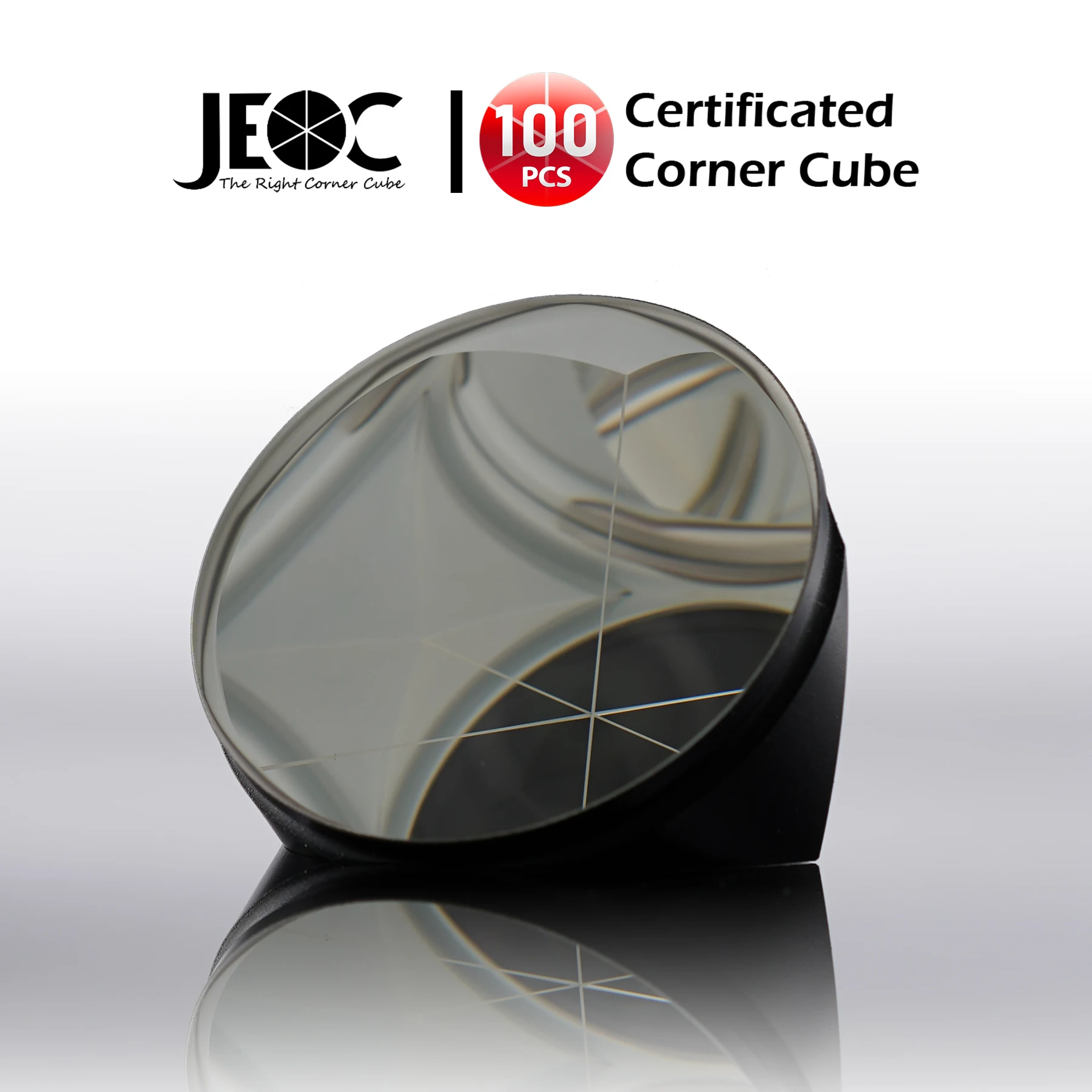 

100pcs JEOC Certificated Corner Cube, 64mm Diameter, 48mm Height reflective prism, Silver Coated, w/ Groove