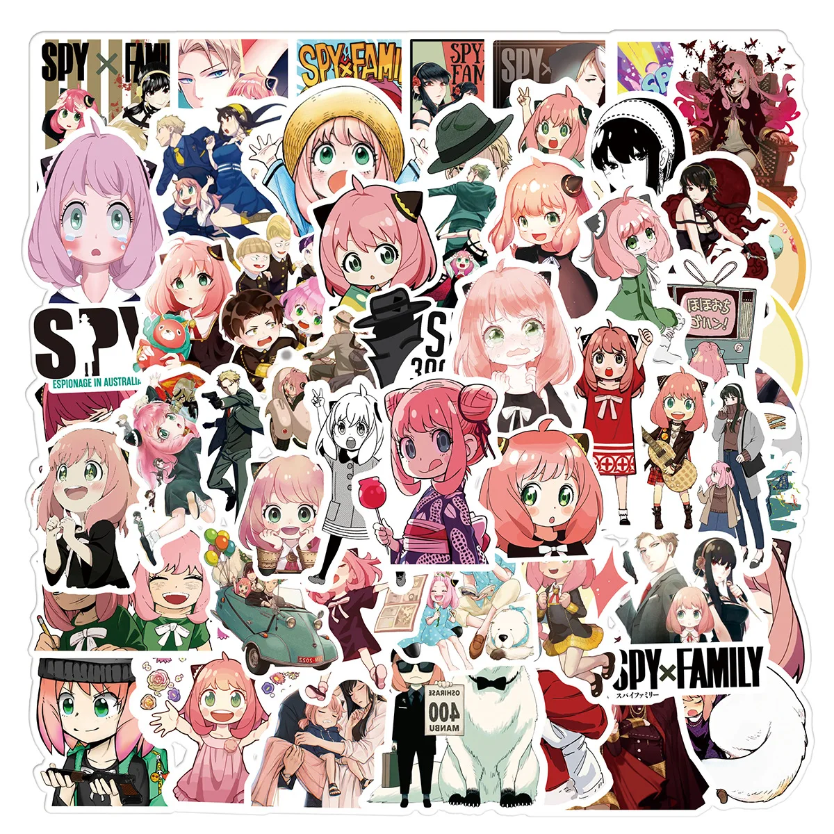 100pcs SPY×FAMILY Anime Stickers Waterproof Phone Case Kawaii Laptop Skin Cute Phone Case Aesthetic Stickers Stationery