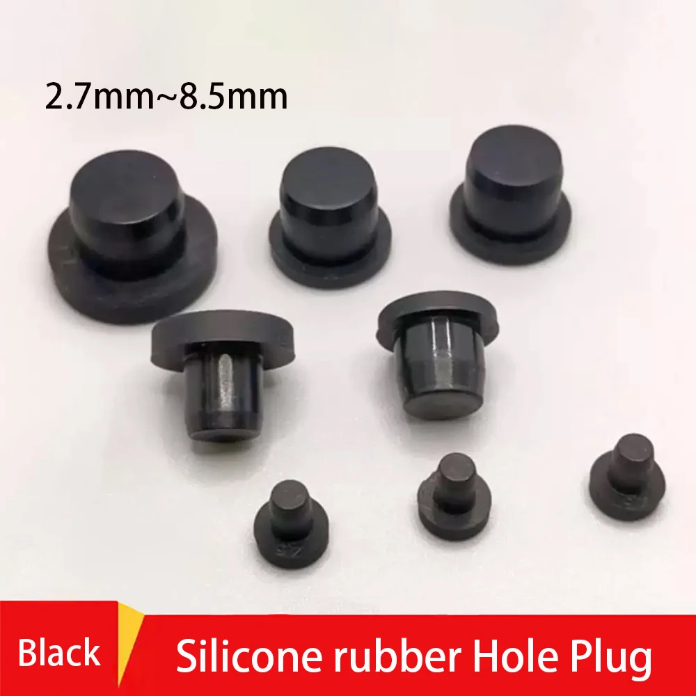2-100pcs Black High-temperature Resistant Silicone Plug Soft Sealing Plug Screw Hole Nut T-shaped Hole Plug Cover 2.7-8.5mm