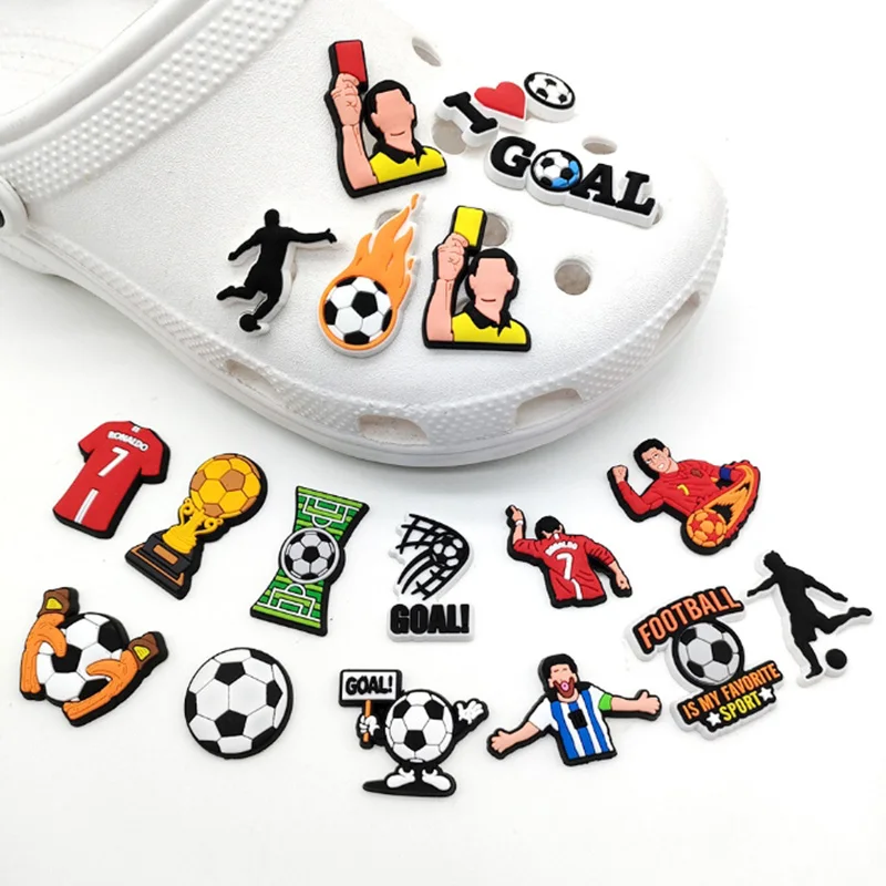 Football World Champio Shoe Charms PVC Shoe Decorations Portugal 7 Clogs Sandals Wristband Accessories Women Men Party Gifts