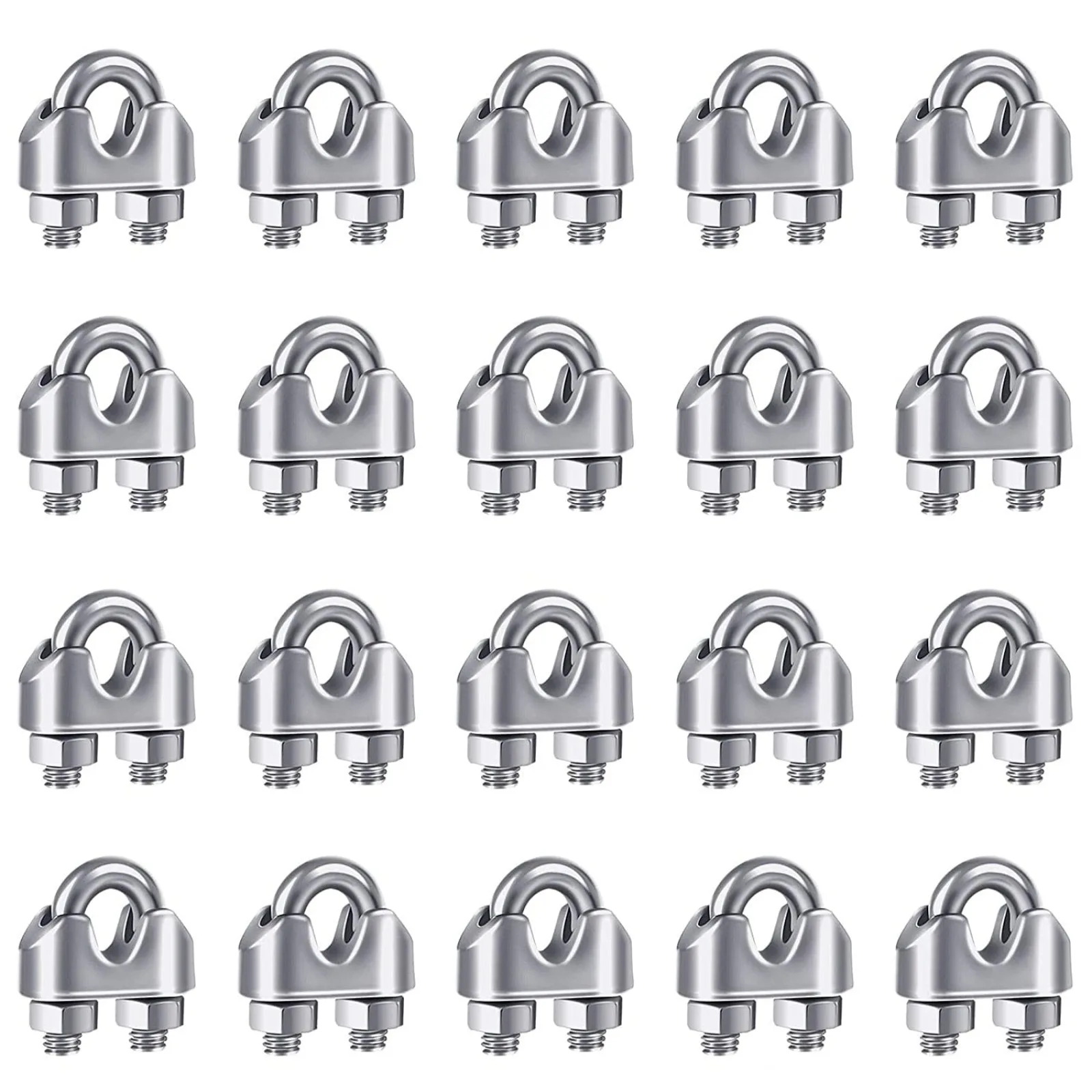 304 Stainless Steel M2-M12 Wire Rope Clamp Cable Clamps Pack of 20 Wire Rope Clips U Bolt Saddle Guy Fastener Fastener