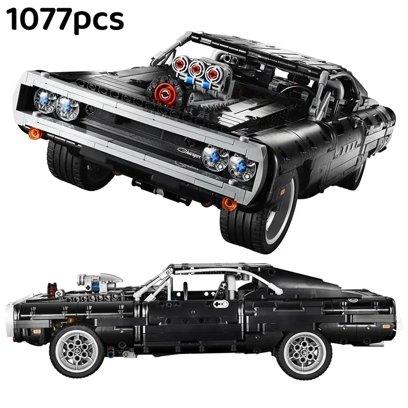 Technology Lane Strange Charger Racing Building Block Model Toy Fast and Furious Famous Car Vehicle Boy Gift in the movie