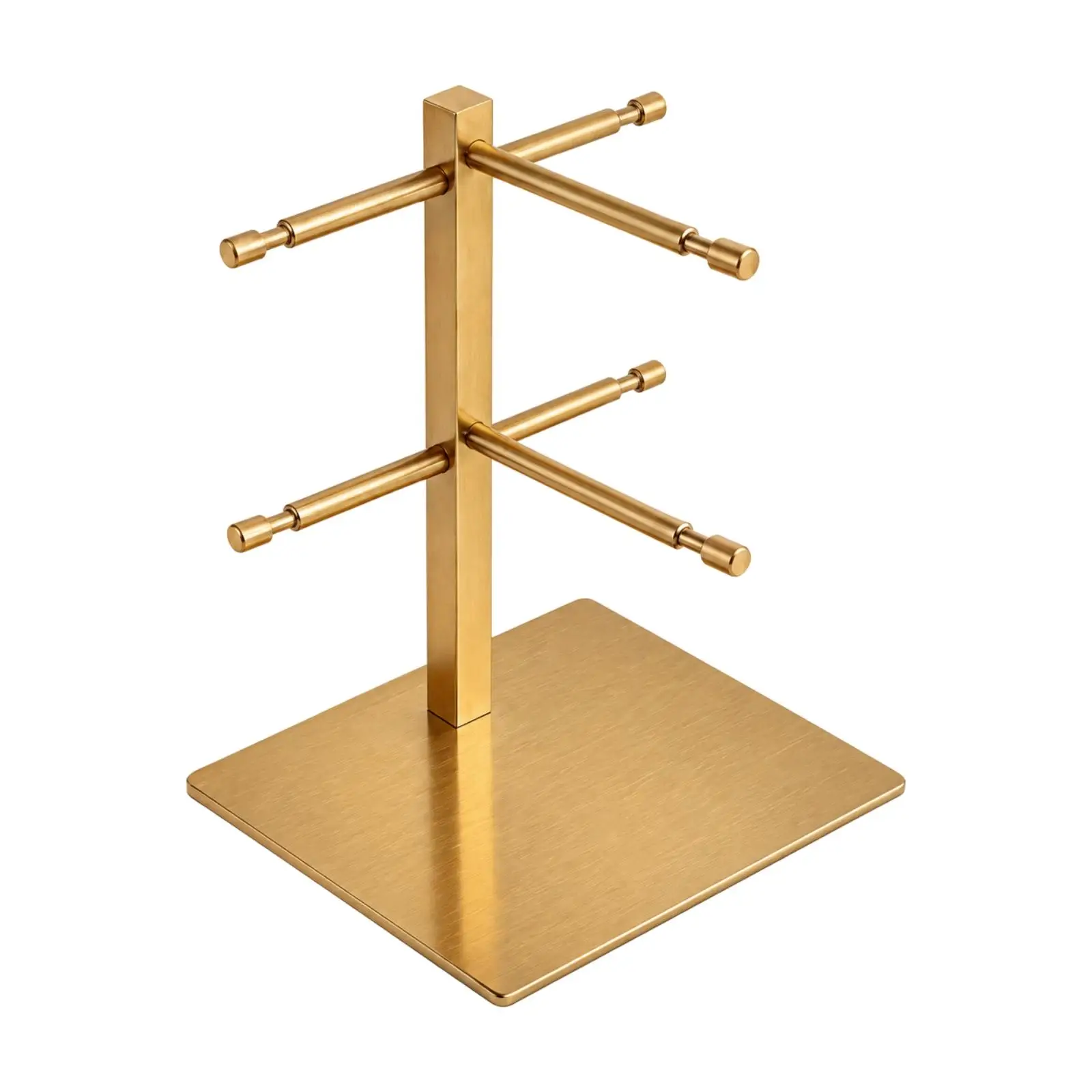Two-Level Metal Eyeglass Display Rack Long-Lasting Freestanding Eyewear Display Rack with Square Base Retail Eye Glass Holder
