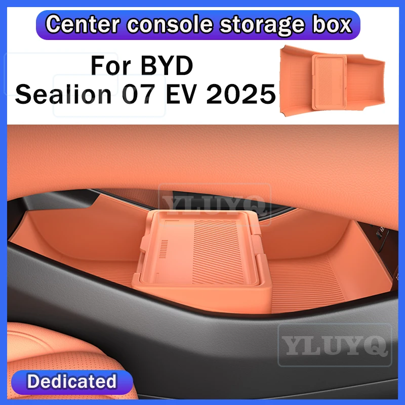 

For BYD Sealion 07 EV center console lower storage box, car silicone storage container, anti-slip mat, car interior accessories