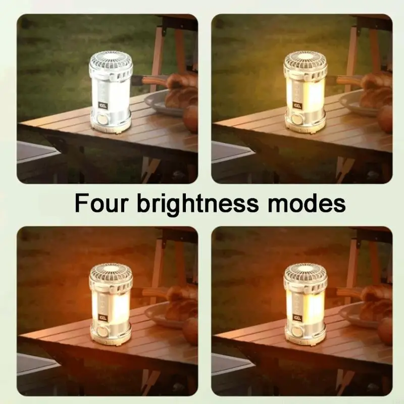 Camping Fan Light Rechargeable LED Lights Digital Display 3 Speeds Practical Camping Light Perfect for Tent N58D