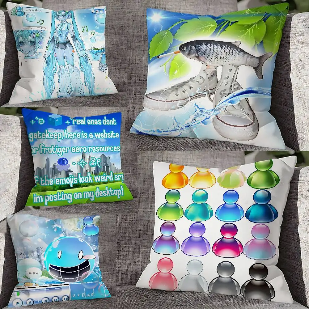 Retro Frutiger Aero Art Pillow Case For Sofa Decor Car Office Room Printing Cushion Cover Decorations and Protector