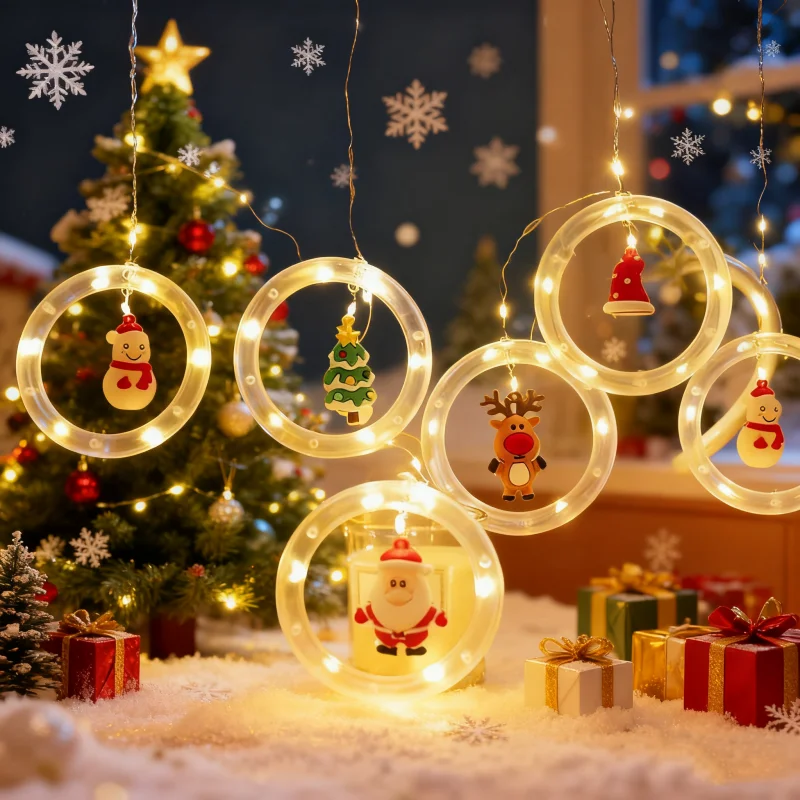 LED Santa Claus Curtain Light Christmas Decoration Home Interior Light String Night Light Christmas Gift New Year Decoration - view 3