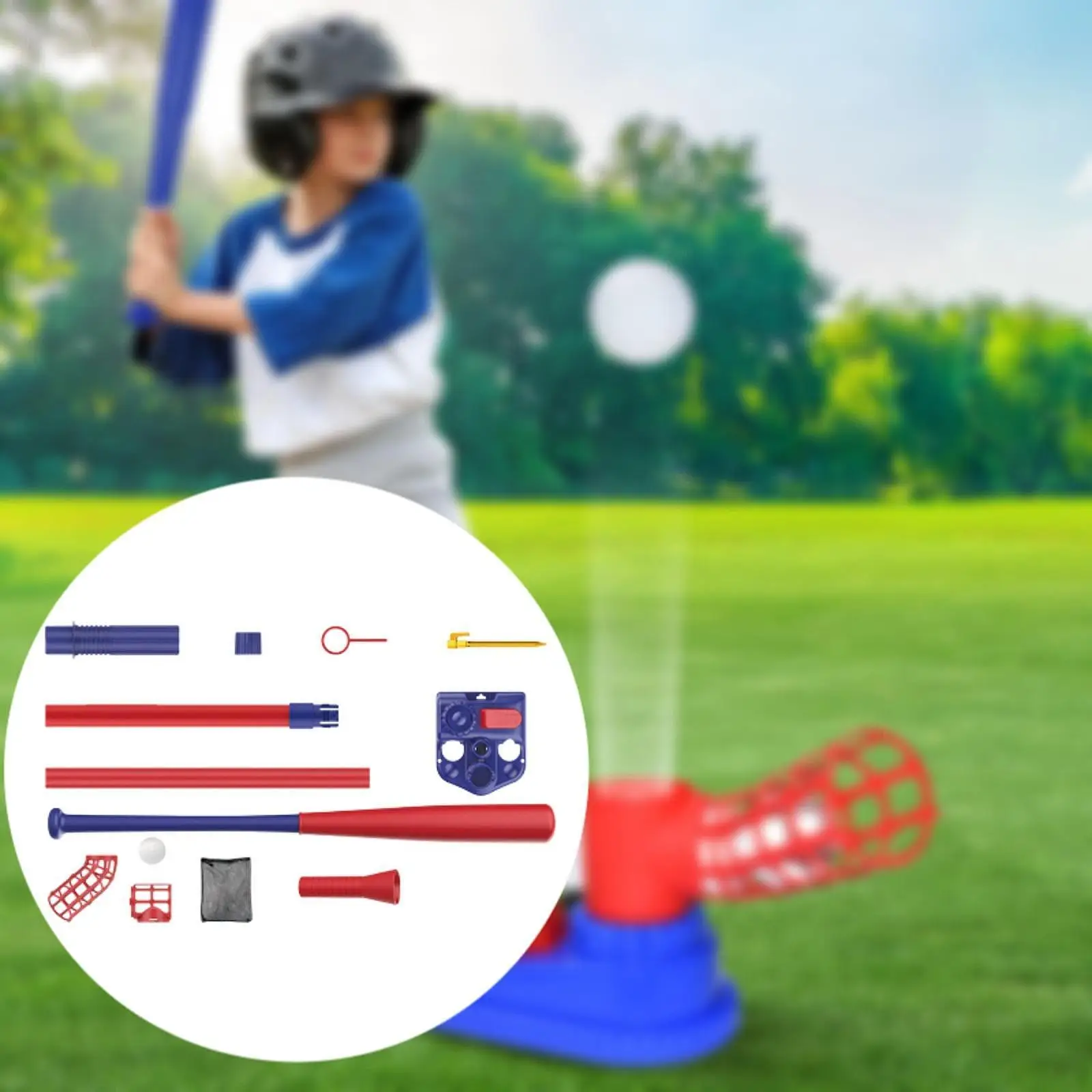 Kids Baseball Pitching Machine Adjustable Bat Gift Outdoor Sports Playing Christmas Activities Baseball Toy Baseball Launcher