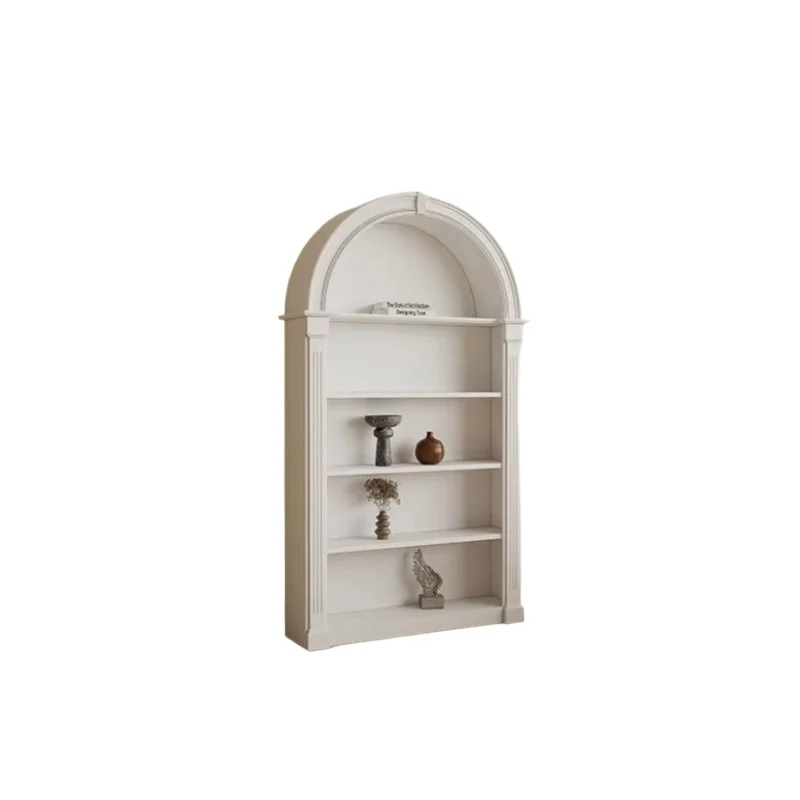 Arched multi-layer white wood storage rack wholesale storage cabinet bookshelf modern bookshelf bookshelf