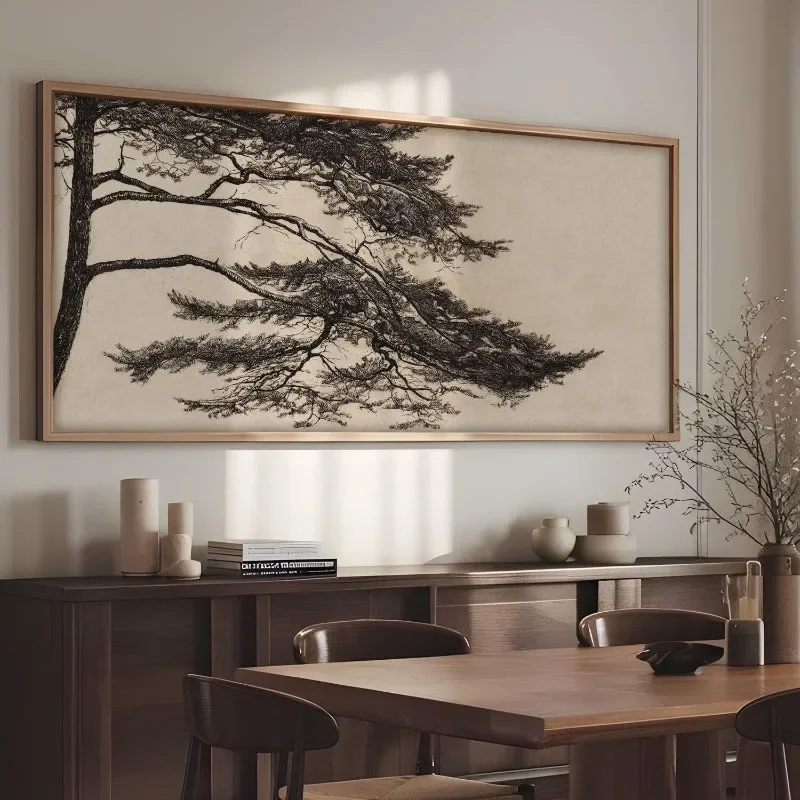 1pc frameless Canvas Painting Vintage Pine Tree Branch Drawing Posters and Prints Canvas Painting Wall Art Picture for Living Ro