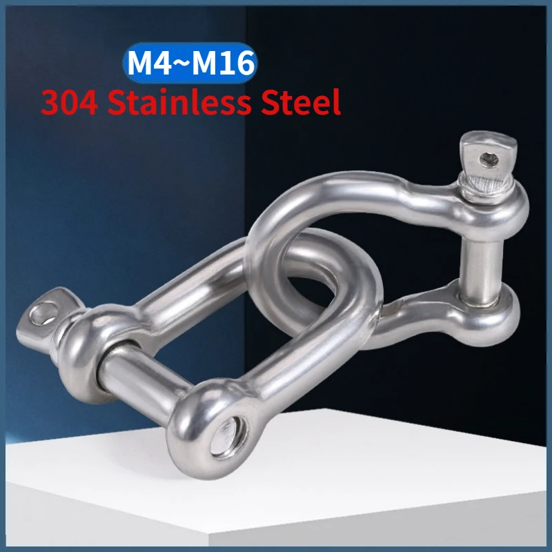 M4 M5 M6 M8 M10 M12 M14 M16 304 Stainless Steel Straight D Shackle Short Breaking D Rigging Shackle Hooks Boat Rigging Hardware