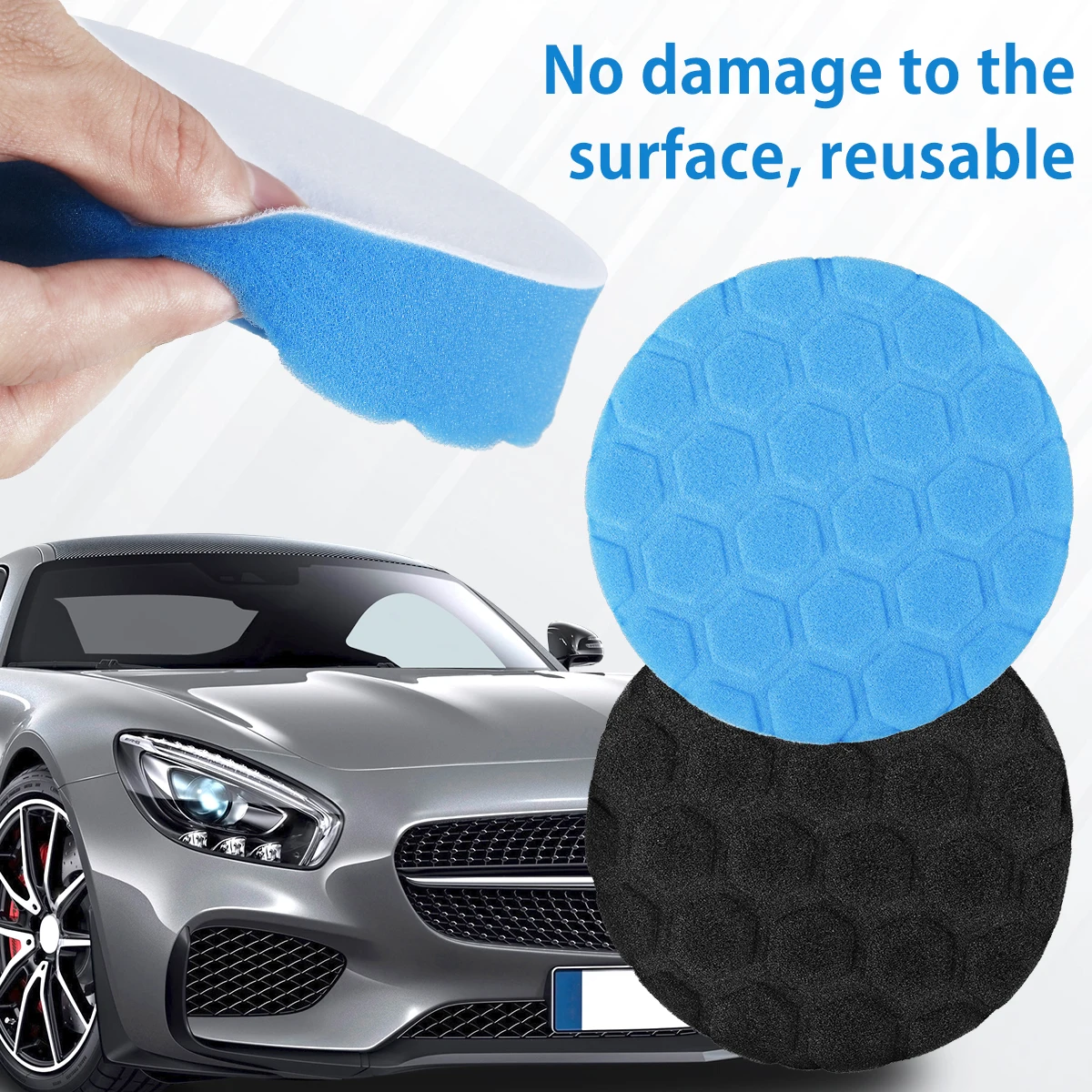 5Pcs Polishing Pad Kit 3/5/6/7 Inch Foam Car Buffing Pads Auto Sponge Washable Lightweight Durable Buffer Mat for Car Polisher