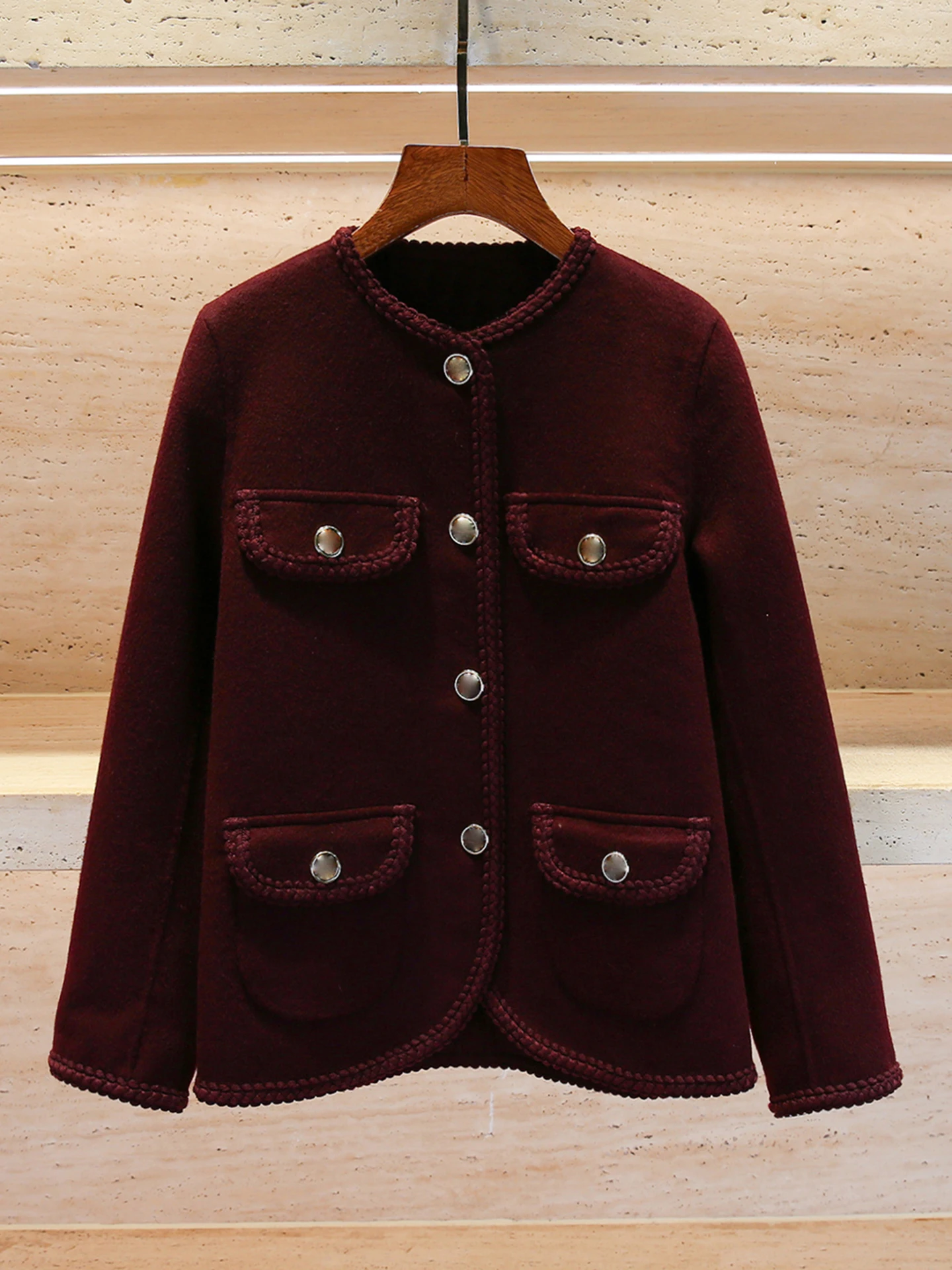 

S Home Nan You: Элитный женский модный кардиган-пальто из шерсти, осенняя коллекция 2025, новый ретро-стиль, повседневный, универсальный, свободного кроя, для работы и отдыха.