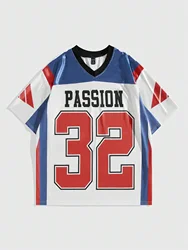 PASSION 32 Print Men Summer  American Style T-Shirt Man Short Sleeve Round Neck sport Tee Vintage Basketball T-shirt Men Clothes