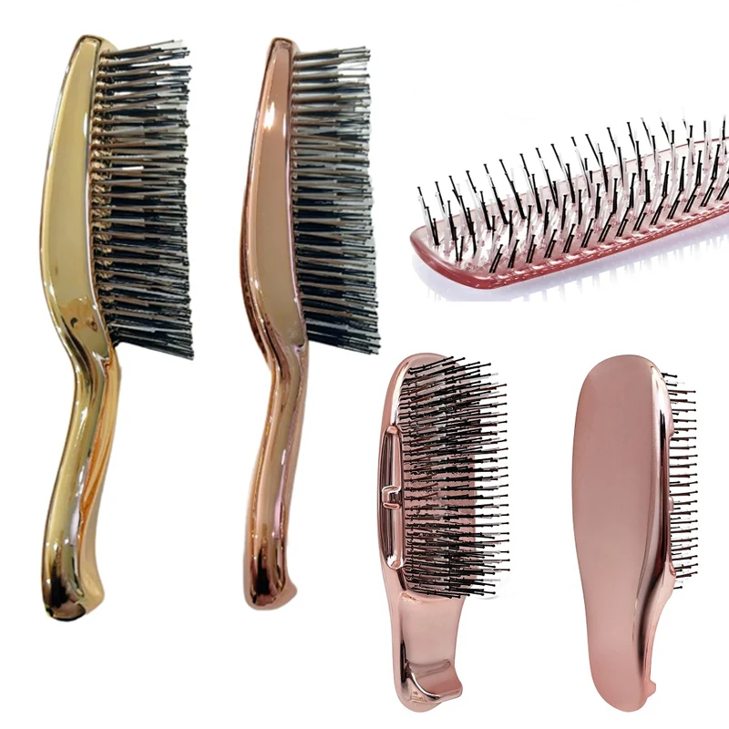 New Scalp Cleaning Comb Electroplating Upscale Luxury Style Massage Comb Dry And Wet Dual-use Electroplating Hairdressing Comb