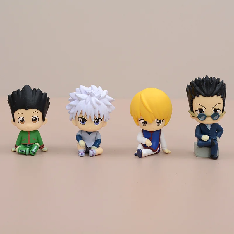

4pcs HUNTER×HUNTER Gon Freecss Killua Zoldyck Statue model Q Version Figurine Pvc Model Toy Collectible Decoration Desktop Gift