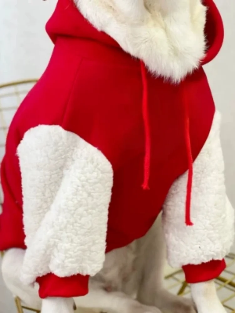 Pet Dog Clothing For Winter Warmth Pure Cotton Plush Christmas Deer Hoodie Large Dog Golden Hair Labrador