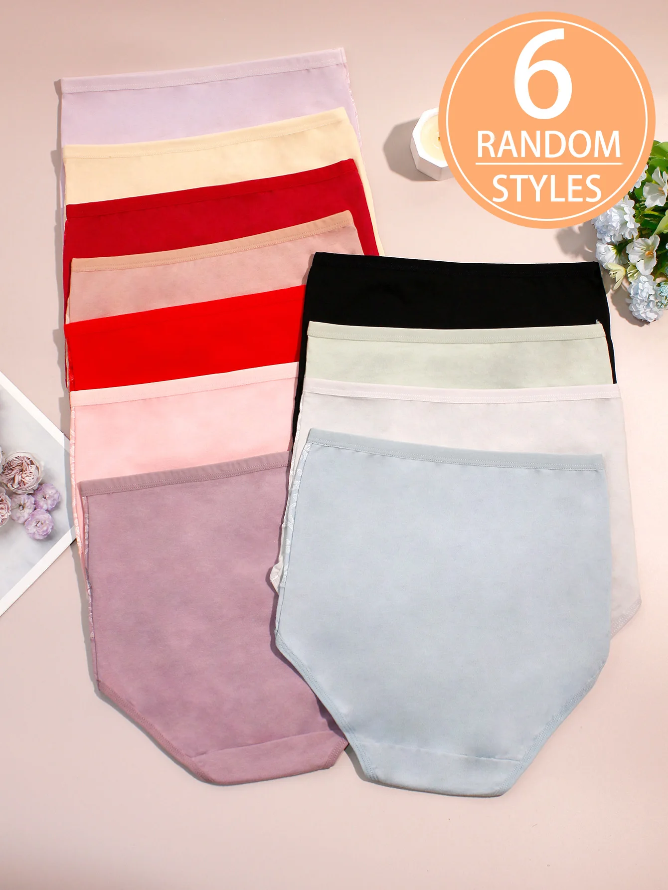 ارتفاع الخصر البطن التحكم الدانتيل لصق تشكيل المرأة مثلث سراويل مختلط الألوان 6-حزمة القطن المنشعب تنفس حجم الآسيوية