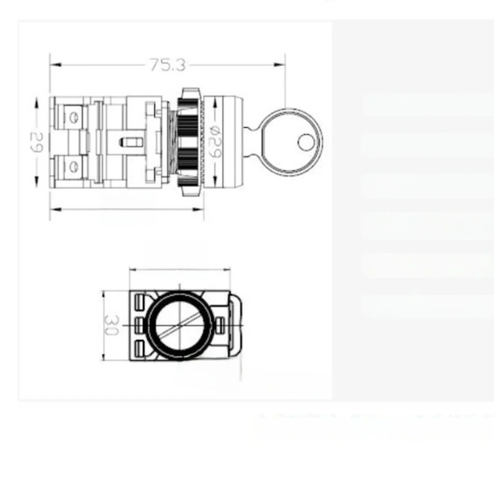 LA155B 11Y/2 Key Switch with Standard 22mm Mounting for Industrial Applications Including Power and Manufacturing