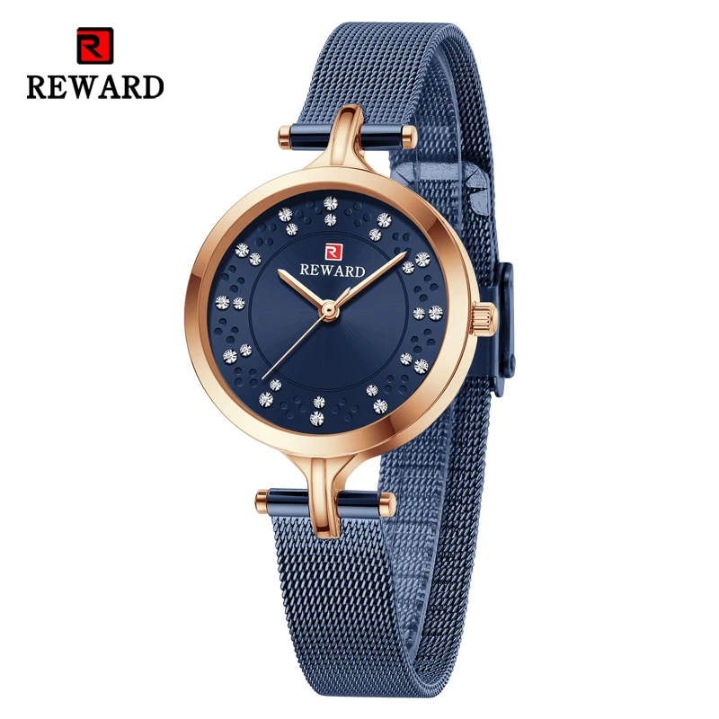 New REWARD Women Wristwatch Luxury Fashion Quartz Watch Timepiece Waterproof Stainless Steel Wrist Watch for Female Ladies Girls