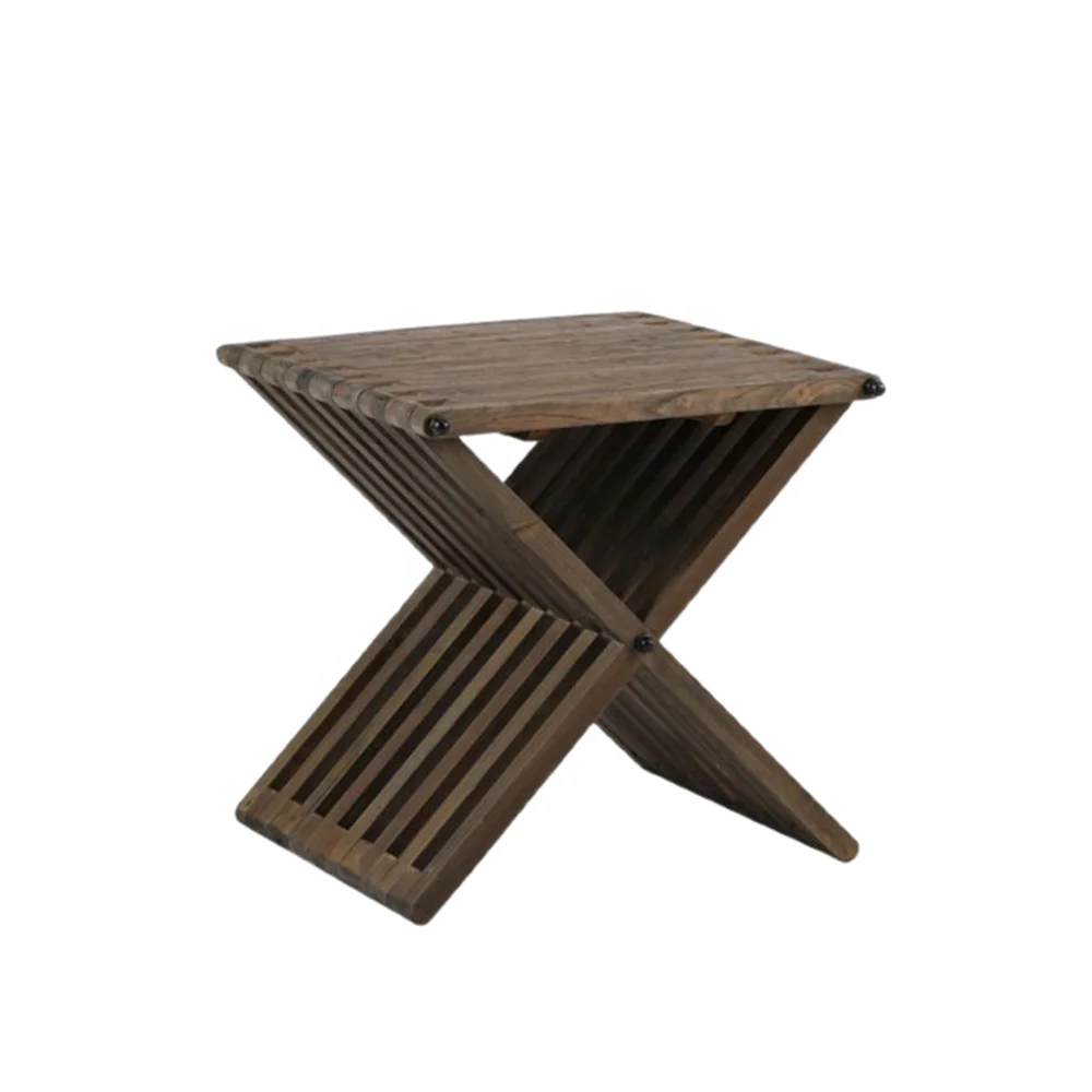 Flat Packed New Design Solid Side Table Wood Rattan Old Elm Coffe Table Side Corner Table