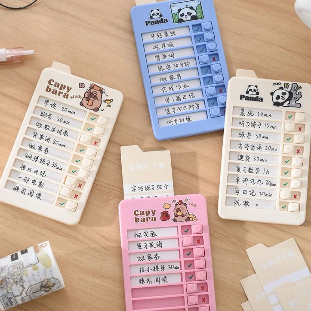 Detachable Good Habit Punch Card Panda Cartoon Daily Task Planning Board Chores Checklist Schedule Memo