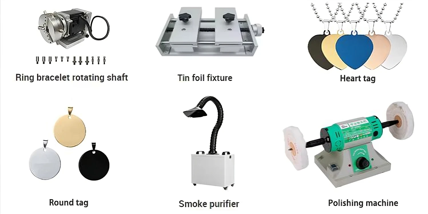 Etiqueta anillo pulsera grabado pequeña empresa letra colgante corte incluyendo eje de rotación D60 joyería máquina de marcado láser