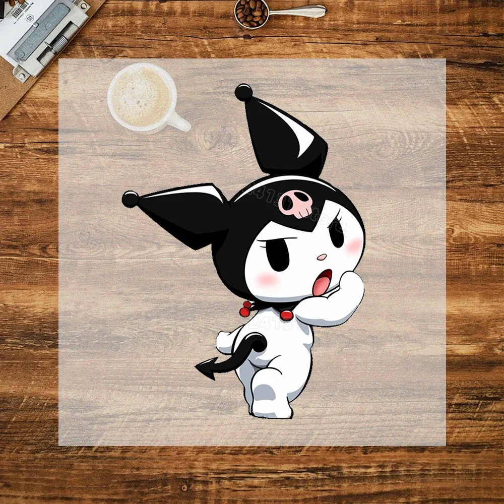 New Kuromi Patches for Clothing Cute Kawaii Anime Figure Heat Transfer Stickers for T-Shirt Trendy Patch Sticker DIY Decorations