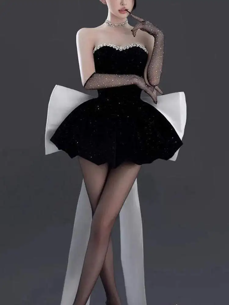 mini-velvet-birthday-party-dress-adult-gift-high-end-black-niche-princess-dresses-high-end-touch-strapless-homecoming-dress