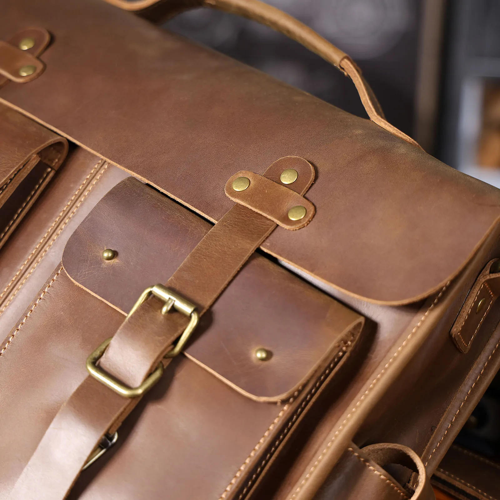 S.WORKER Vintage Echtleder Herren-Aktentasche 16" Laptop-Tasche Crazy Horse Leder Messenger-Handtasche Rindsleder Geschenkidee für Männer – Detail 37