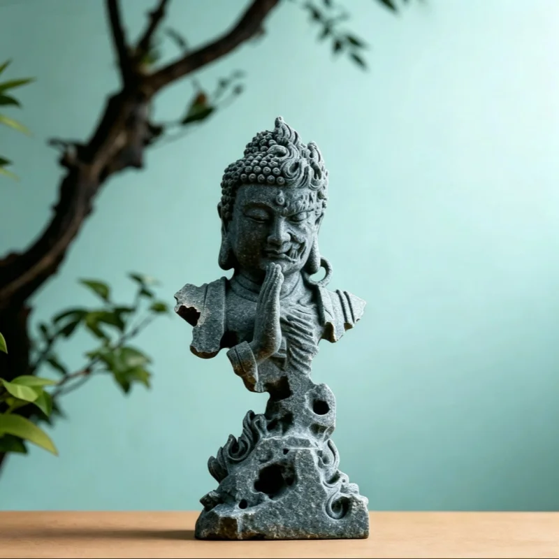 

Zen Sakyamuni Buddha Statue Ornaments Buddha Statue Crafts Tabletop Decoration for Tea Space Office Desktop Home Decoration