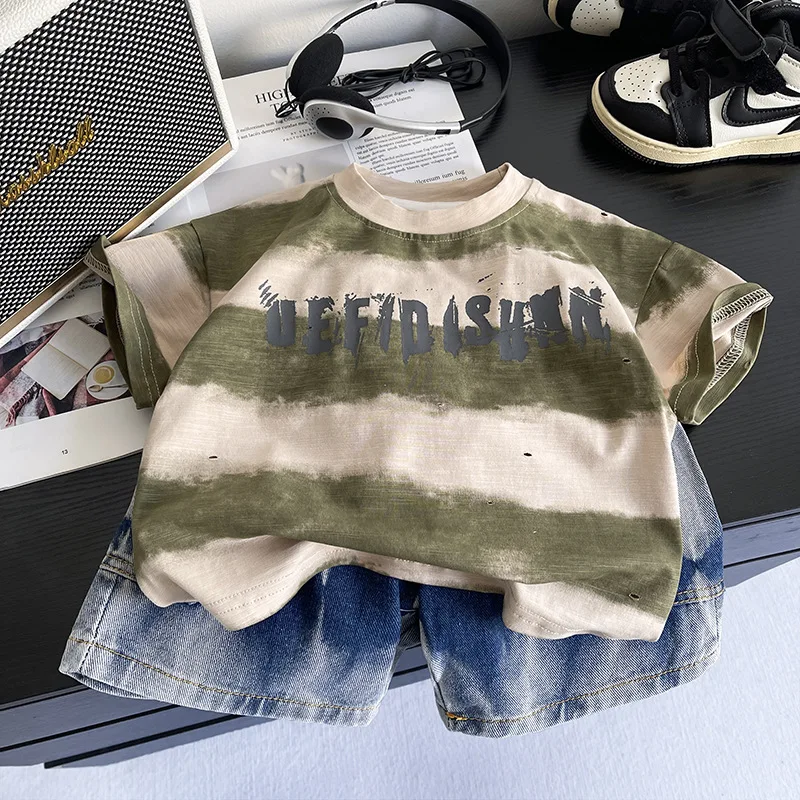 

Модная детская одежда, комплект для мальчиков и девочек, топ и шорты, 2 шт., 95% хлопок, мягкая летняя детская одежда, футболка, шорты, костюм для малышей, От 1 до 5 лет