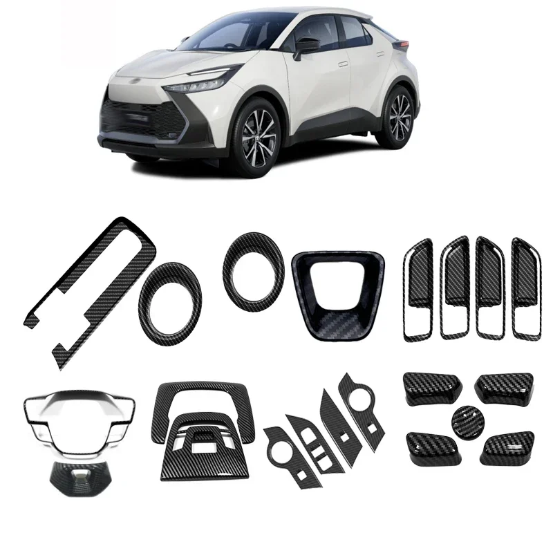 Dla Toyota CHR C-HR 2024 2025 akcesoria wewnętrzne Panel zmiany biegów przycisk przełącznika okna pokrywa wylotu powietrza naklejki dekoracyjne — zdjęcie 2