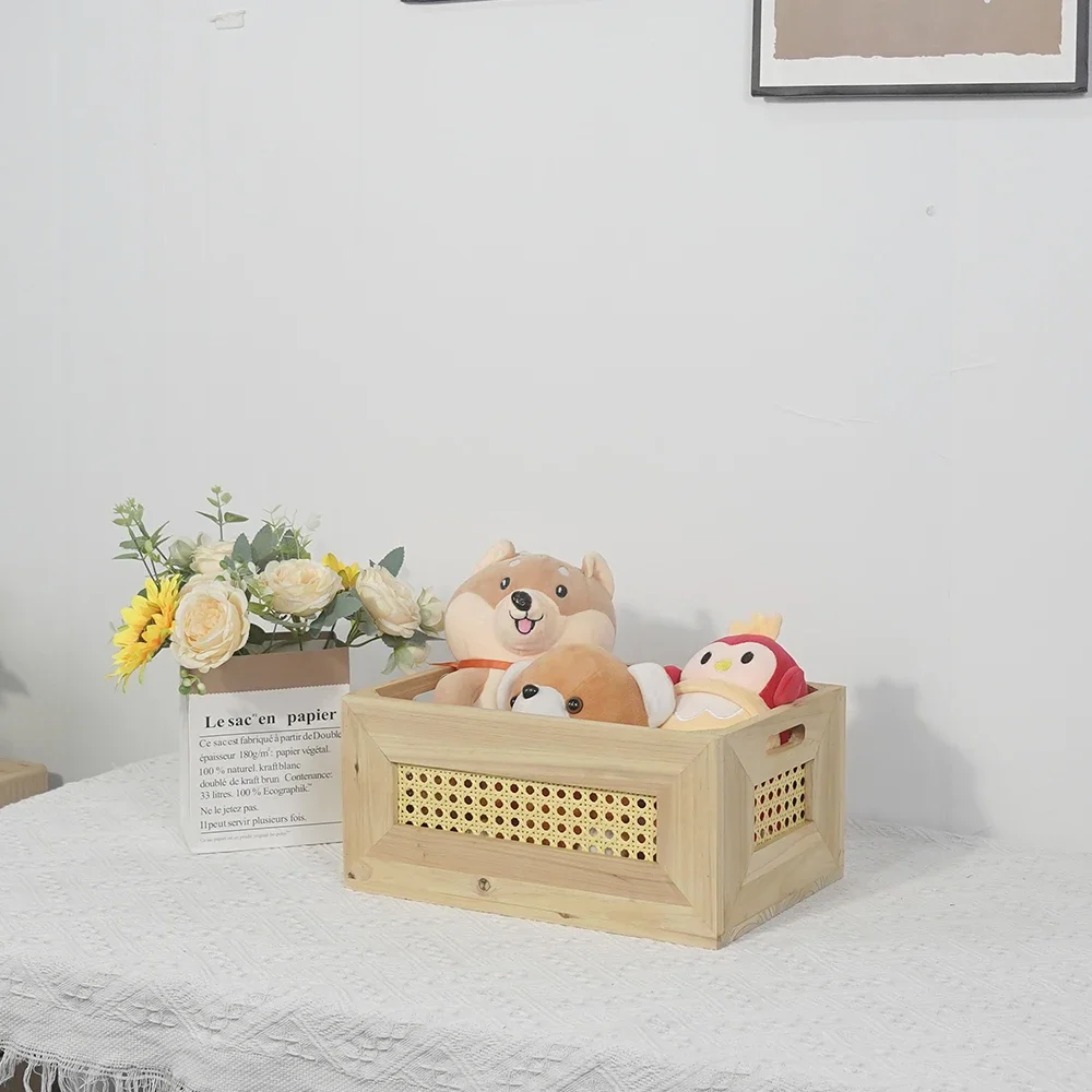Supermarket display wooden frame decoration solid wood fruit storage box storage rack retro style small wooden box