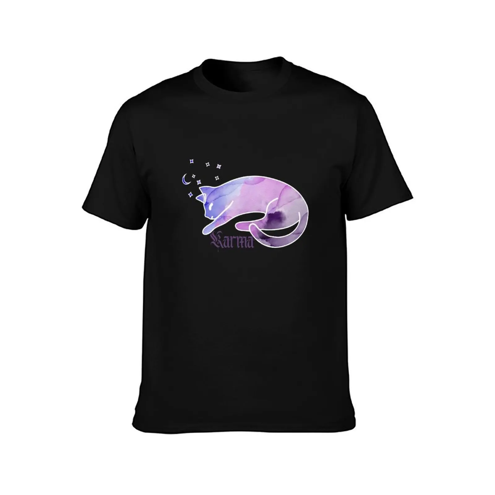 Karma is a Cat T-Shirt Summer Casual Cotton Tee Oversized Streetwear Tops Vintage Graphic Print Loose Fit Short Sleeve